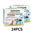SOPAMI Washing Machine Cleaner Tablets 12 count formulated for pet owners fragrance free neutralizes pet odors removes pet hair buildup safe for septic systems dissolves dirt and residue