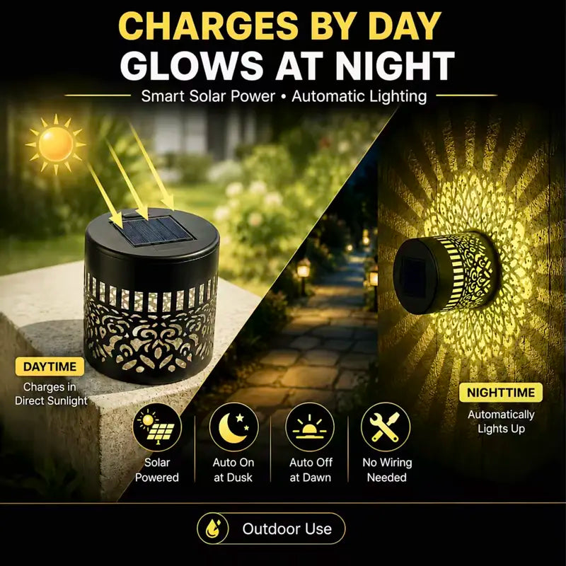 Solar Mandala Projection Wall Light – 7-Color Changing, Waterproof Outdoor Fence & Garden Decor