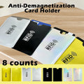8 Counts RFID Blocking Card Sleeves Set | Anti-Demagnetization & Anti-Skimming | Tinfoil Material | Crescent Notch & Rounded Corner Design | Credit Card & ID Protection