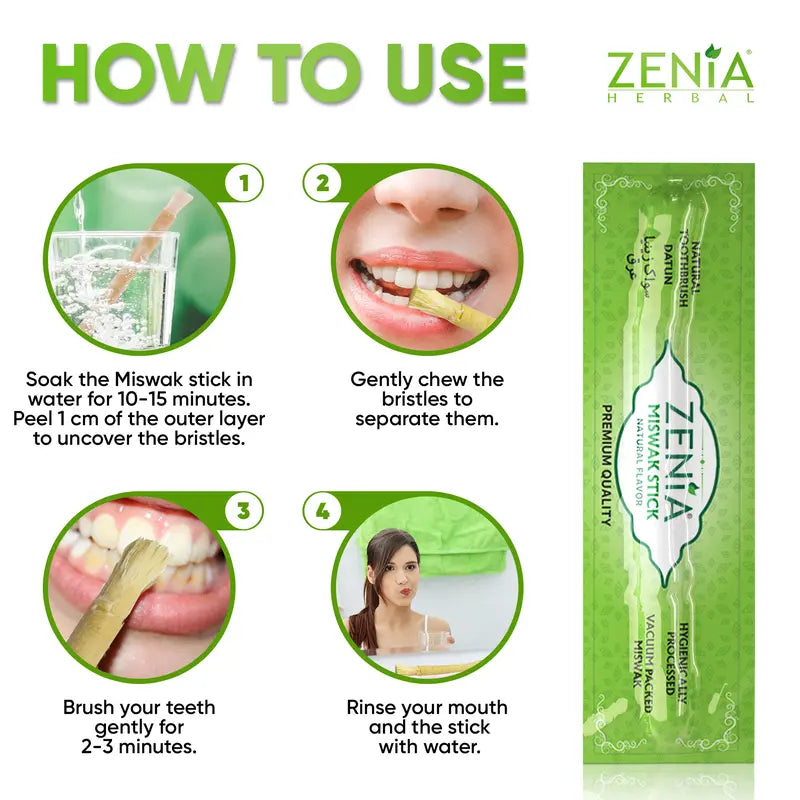 Zenia Miswak Stick – Natural Toothbrush (Sewak / Datun) | Individually Packed, Chemical-Free Oral Care