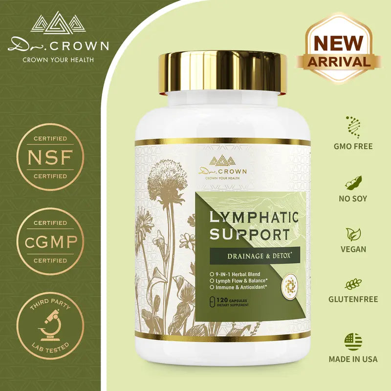 Dr. CROWN Lymphatic Drainage Supplement for Women & Men - 120 Capsules