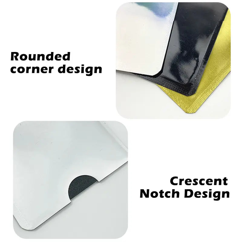 8 Counts RFID Blocking Card Sleeves Set | Anti-Demagnetization & Anti-Skimming | Tinfoil Material | Crescent Notch & Rounded Corner Design | Credit Card & ID Protection