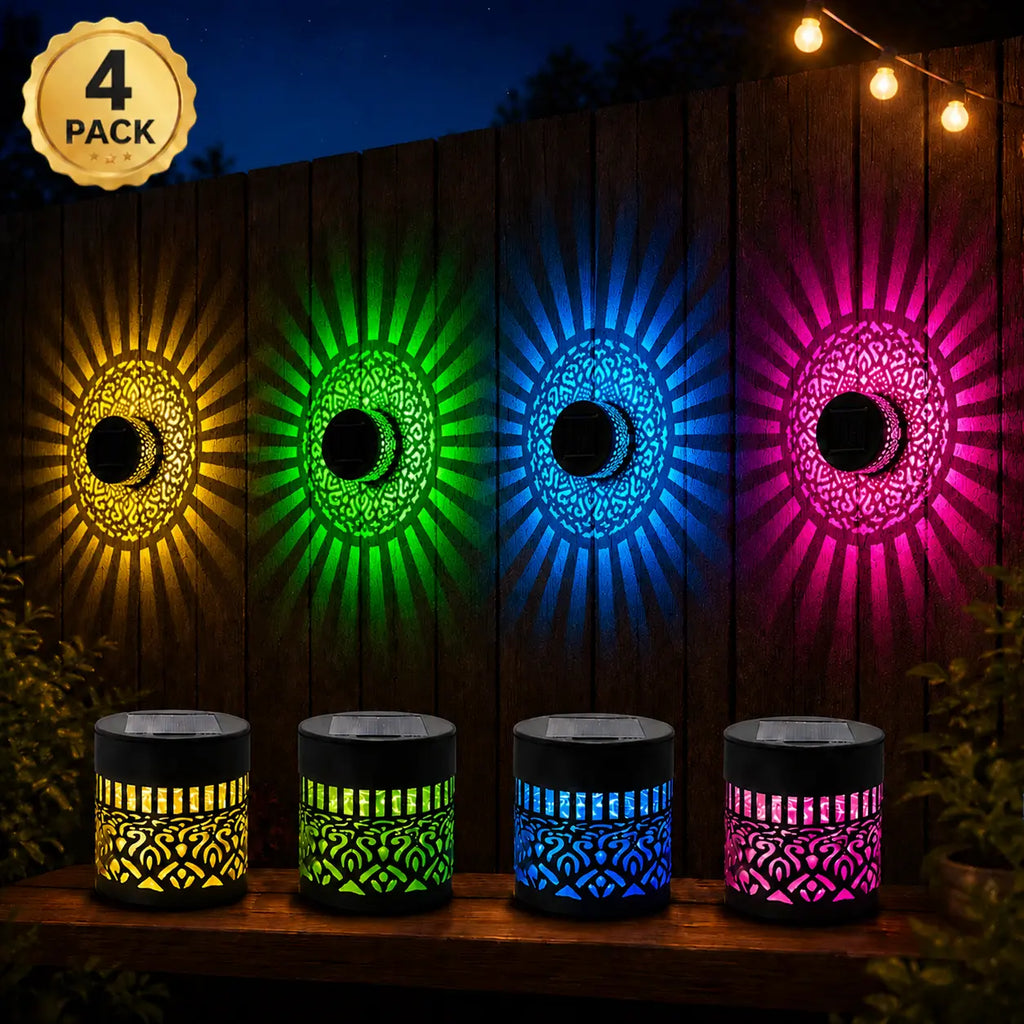Solar Mandala Projection Wall Light – 7-Color Changing, Waterproof Outdoor Fence & Garden Decor