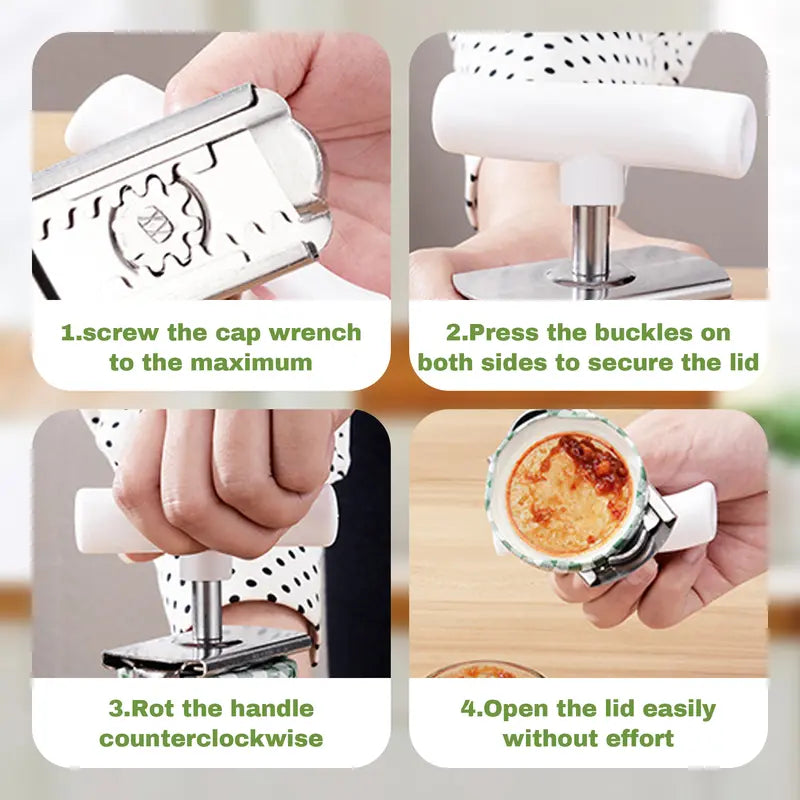 2PCS Stainless Steel Jar Opener for Weak Hands | Effortless Opening for Mason Jars & Cans | Adjustable, Smooth Edge, Dishwasher Safe | White + Green