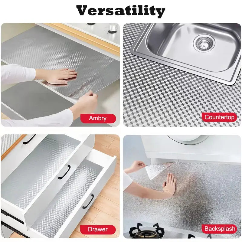 Peel & Stick Aluminum Foil Contact Paper – Waterproof, Oil-Proof, Heat-Resistant Kitchen Wallpaper (40cm × 3m)