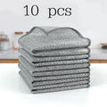 10 Counts Dishwashing Rags — Double Side Multipurpose Non-Scratch Wire Dishcloths, Reusable Cleaning Cloths for Kitchen, Sinks & Pans