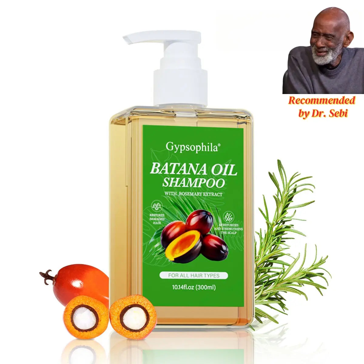 Gypsophila Batana Oil Shampoo with Rosemary Extract – Hair Growth & Loss Prevention, 10.14 fl oz (300ml)