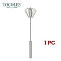 TOCOLES Semi-Automatic Stainless Steel Hand-Push Rotary Whisk | Food-Grade Rust-Resistant | Riveted Construction | Easy to Clean | For Eggs, Coffee & Cooking