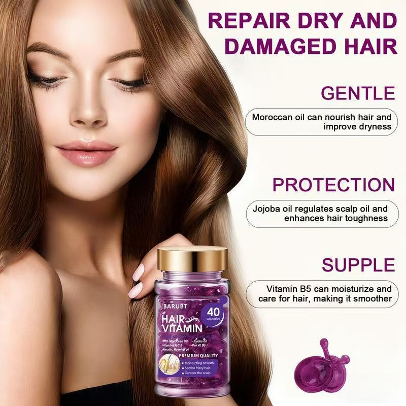 BARUBT Hair Vitamin Oil Capsules – Moroccan & Jojoba Oil, 40 Capsules