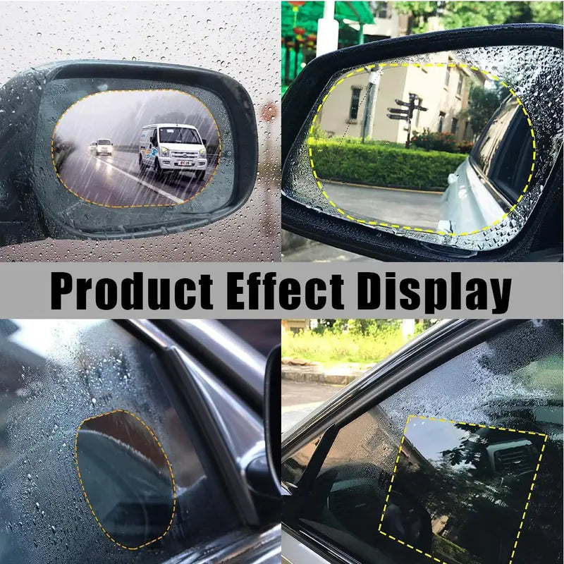4PCS Car Rearview Mirror Rainproof Film – HD Nano Coating Anti-Fog Waterproof Protective Sticker for Side Mirrors | Fits Cars, Trucks & SUVs