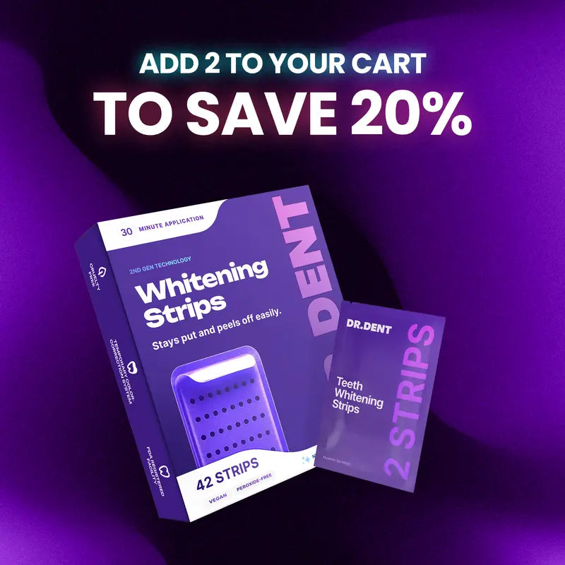 DR.DENT Purple Teeth Whitening Strips – Peroxide-Free, Non-Sensitive, PAP Formula | 7 or 21 Sessions