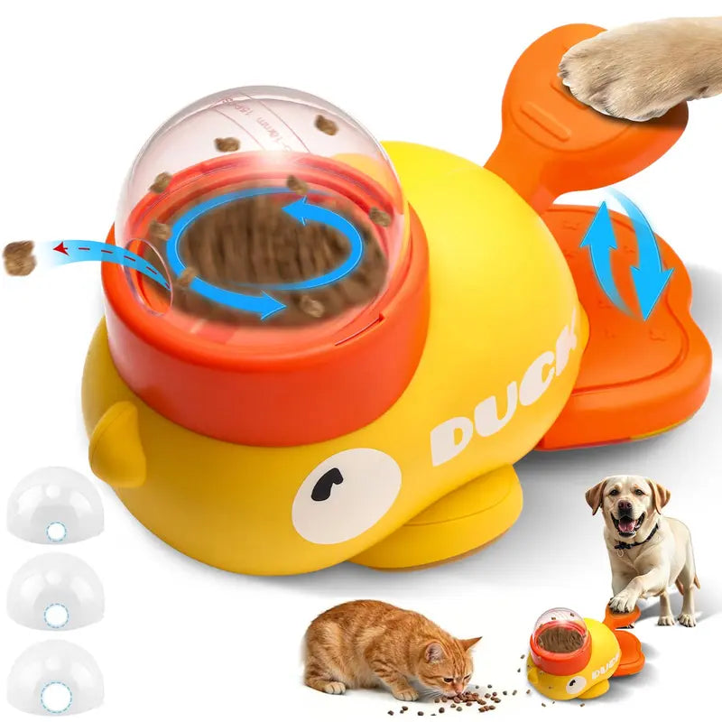 Little Yellow Duck 2-in-1 Interactive Pet Feeder — Smart Treat Dispenser & Slow Feeder Food Puzzle Toy for Dogs & Cats