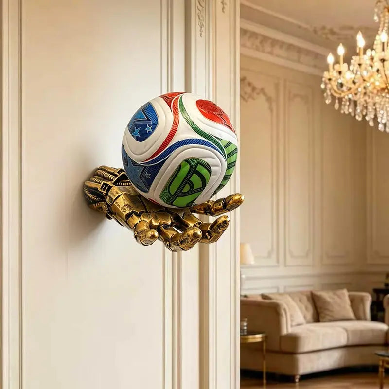Terminator Hand Metal Decorative Statue Wall Mount - Basketball Holder, Soccer Ball Display Rack, 1 Pack Home Organizer for Room, Ideal Gift