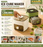 Upgraded Ice Cube Maker with Storage Drawer – 48 Cubes, Press-to-Dispense, Double-Layer, BPA-Free | Countertop Ice Tray for Summer Drinks