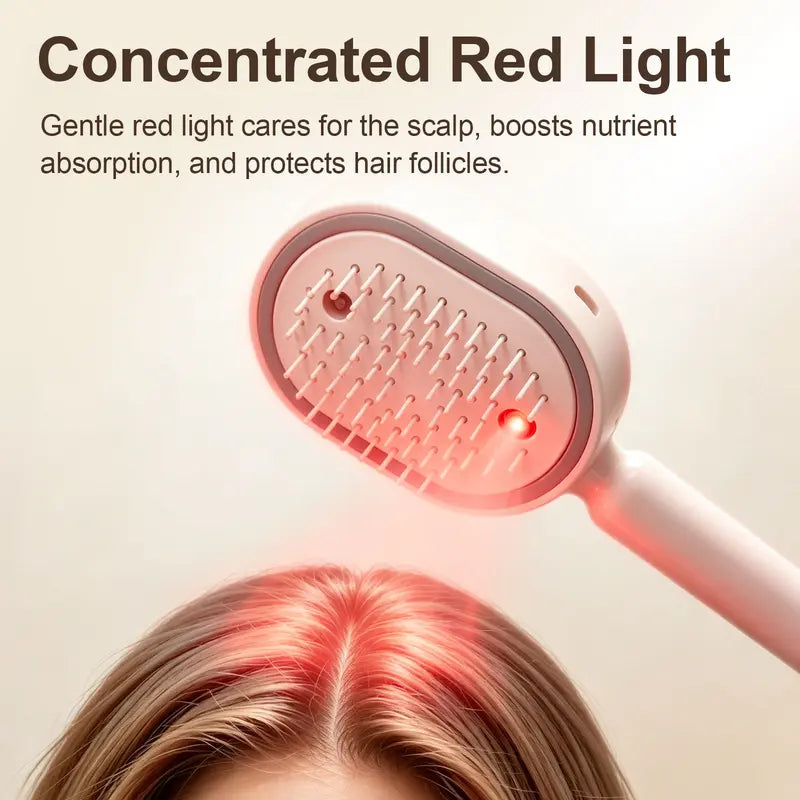 Cloudmades 3-in-1 Electric Spray Air Cushion Massage Comb – Essential Oil Mist, Red Light Scalp Therapy & Self-Cleaning Anti-Tangle Hair Brush