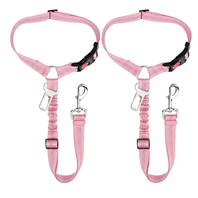 2-Pack Pet Car Seat Belt Dog Leash – Adjustable Safety Tether with Bungee Buffer