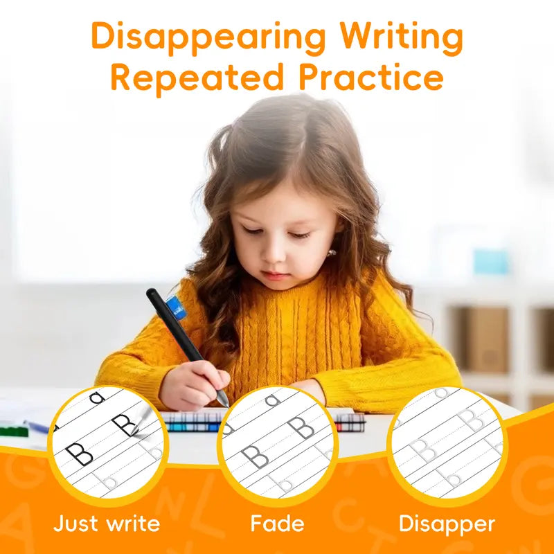 TIMETOME Reusable Grooved Handwriting Workbook for Kids – 6 Books Set, Math, Words & Drawing | Magic Disappearing Ink Practice Notebook, School Supplies Gift
