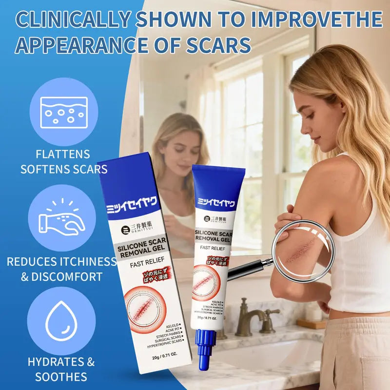 DRMITSUI Advanced Silicone Smoothing Gel - Invisible Repair for Fine Lines, Wrinkles, Acne Scars & Marks | Professional Smoothing Formula for New & Old Scars | Fast-Absorbing & Non-Greasy