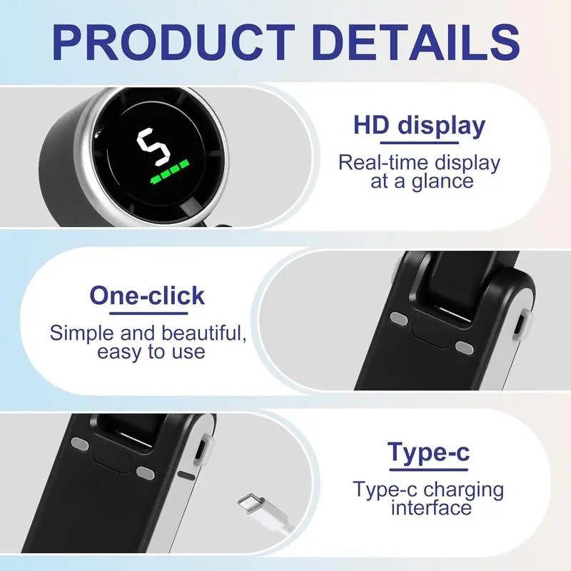 Portable Handheld Turbo Fan — 5-Speed, 4000mAh, 10H Battery Life, 3-in-1