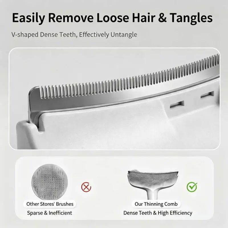Stainless Steel Dog Hair Remover Comb - Floating Detangler with One-Click Knot Opener