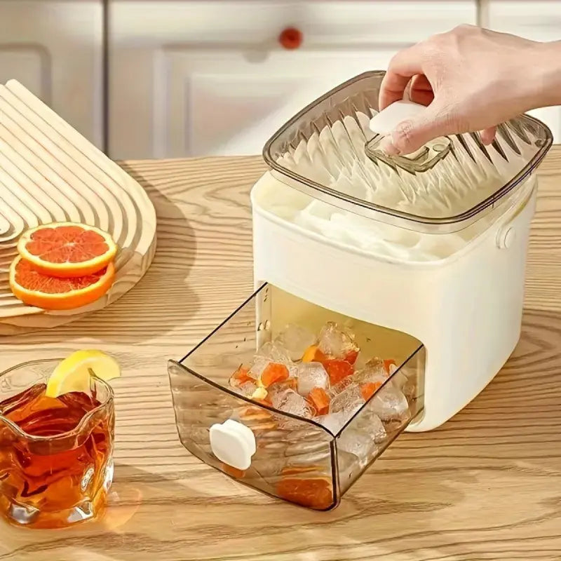 48-Compartment Press-to-Dispense Ice Maker with Storage Bucket