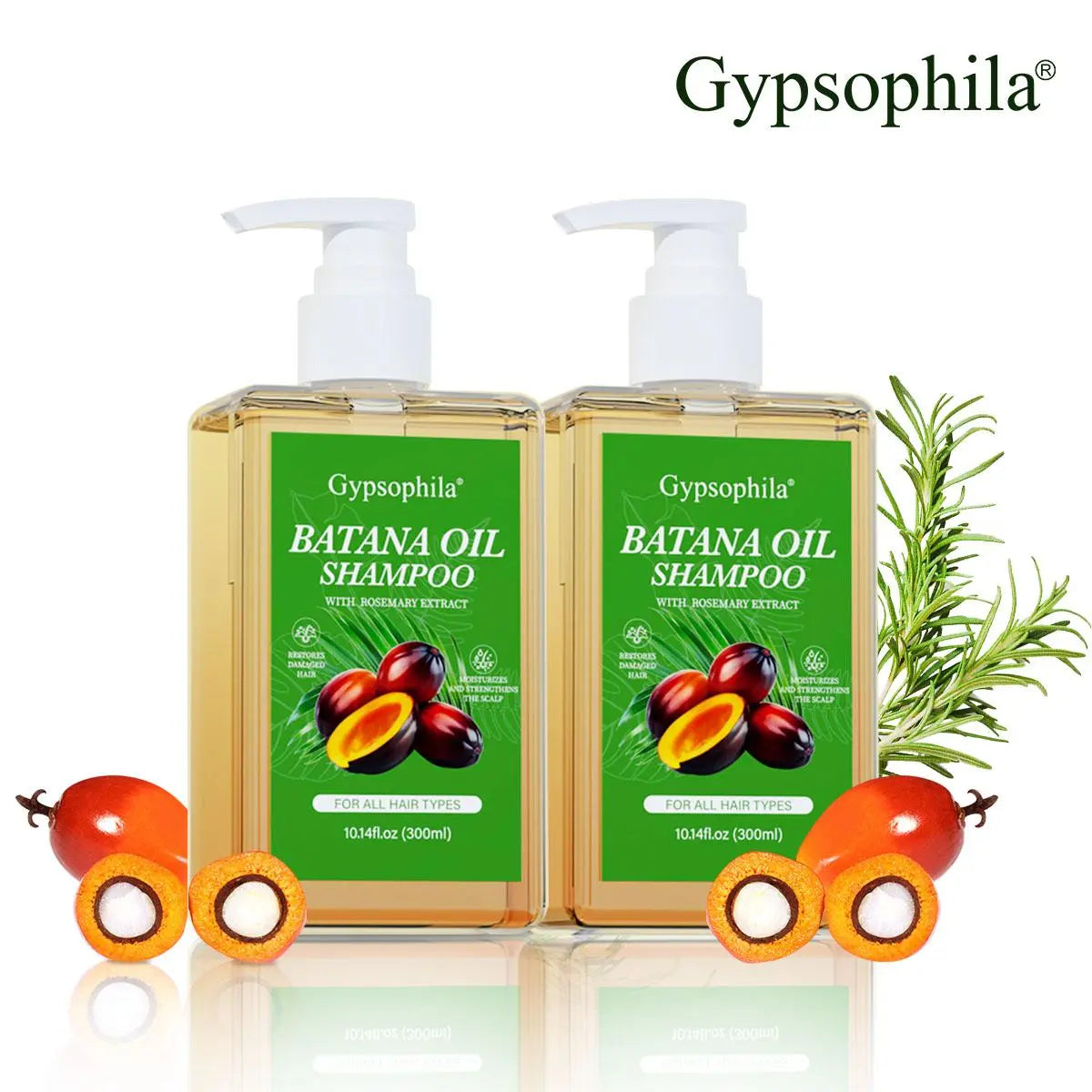 Gypsophila Batana Oil Shampoo with Rosemary Extract – Hair Growth & Loss Prevention, 10.14 fl oz (300ml)