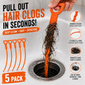 Drain Snake Hair Clog Remover – 5 Pack, 20-Inch Flexible Drain Cleaner Tool