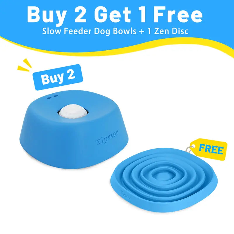 Yipetor Slow Feeder Dog Bowl – No-Spill Liquid Treat & Bone Broth Licking Bowl | Built-in Rolling Ball | Buy 2 Get 1 Free Zen Disc