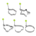 5Pcs Egg Ring Mold, Stainless Steel Fried Egg Shaper with Anti-Scald Handle, Cute Heart/Star/Bear/Flower/Round Pancake Molds for Breakfast, Non-Stick Egg Cooker Rings for Kids - YY