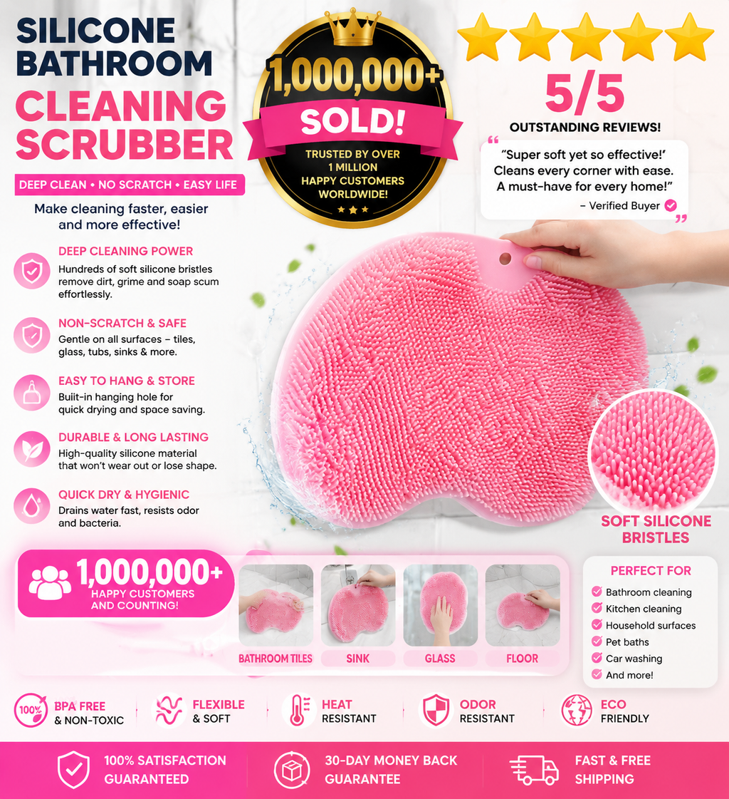 Silicone Shower Foot Scrubber Mat – Exfoliating Body Brush with Non-Slip Suction Cups, Wall-Mountable