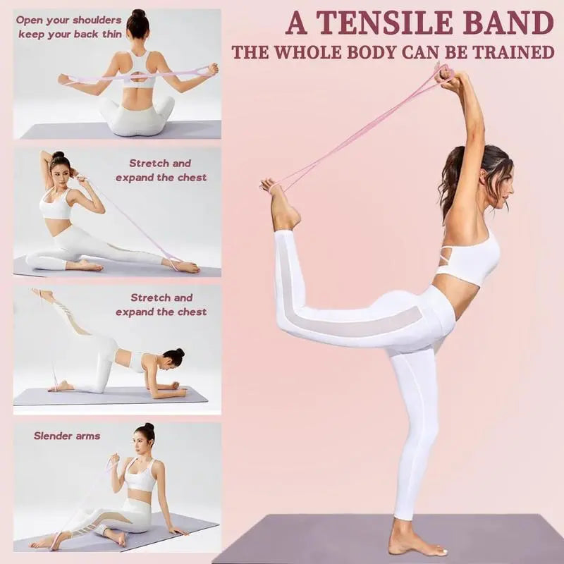 YICF Portable Figure-8 Silicone Elastic Resistance Band, Unisex Exercise Equipment for Home Gym & At Home Gym Equipment, Ideal for On-the-Go Workouts & Yoga
