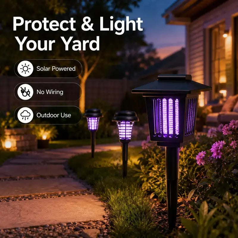 Solar Mosquito Zapper Garden Stake Light – UV Insect Killer + Pathway Lamp, IPX4 Weatherproof