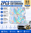 2PCS Holographic Car Windshield Sunshade – Foldable Anti-UV Front Window Sun Shade | Triple-Layer Heat Protection | Universal Fit for Sedan, SUV & Truck
