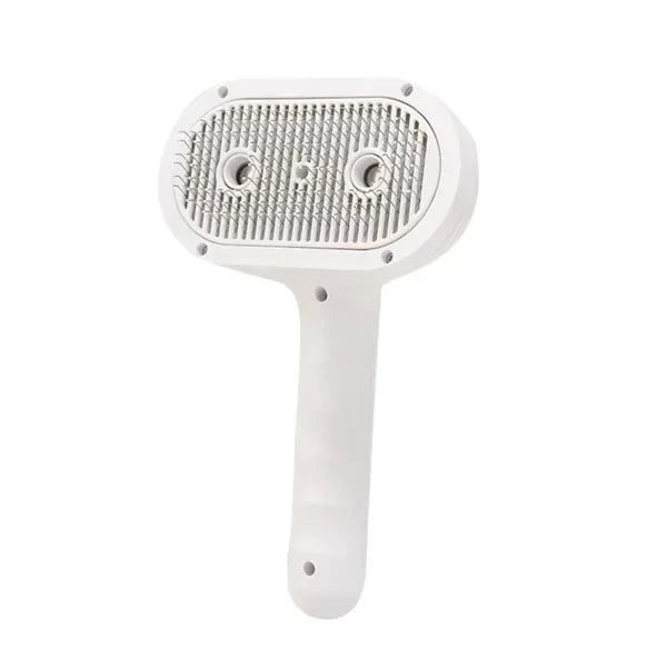 3-in-1 Steam Pet Brush | Self-Cleaning Grooming Comb for Dogs & Cats | Anti-Static Mist Spray | Bionic Anti-Scratch Pins | USB Rechargeable (White)