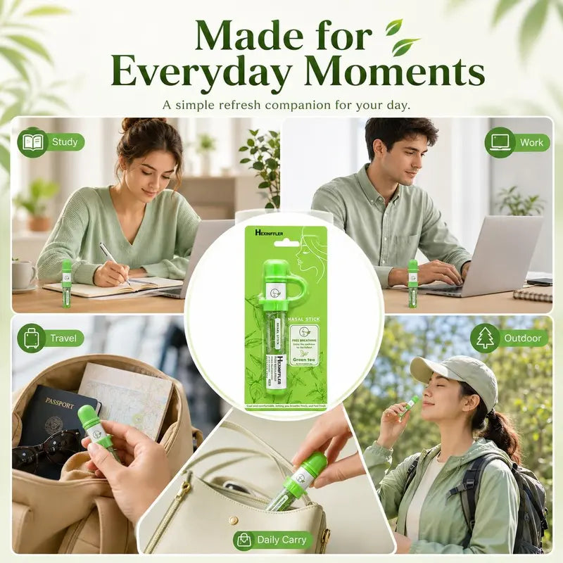 Hexniffler Essential Oil Aroma Stick, Portable Aroma Stick with Menthol & Plant Essential Oils, Pocket-Size Personal Care Accessory for Travel, Work, Study & Daily Use, 4 Scents
