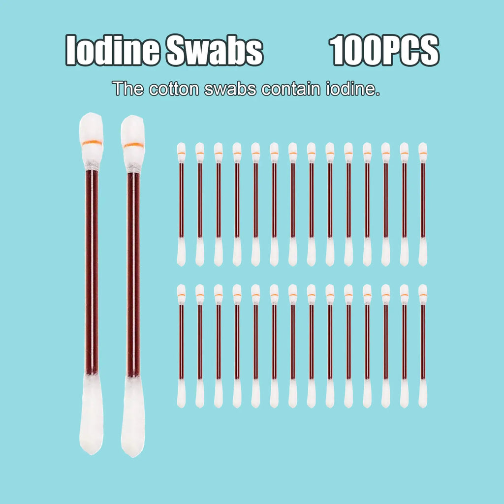 100 Cotton Swabs - Care & Pet Cotton Swabs, Individually Packaged | Portable for Outdoor Activities & Emergency Supplies