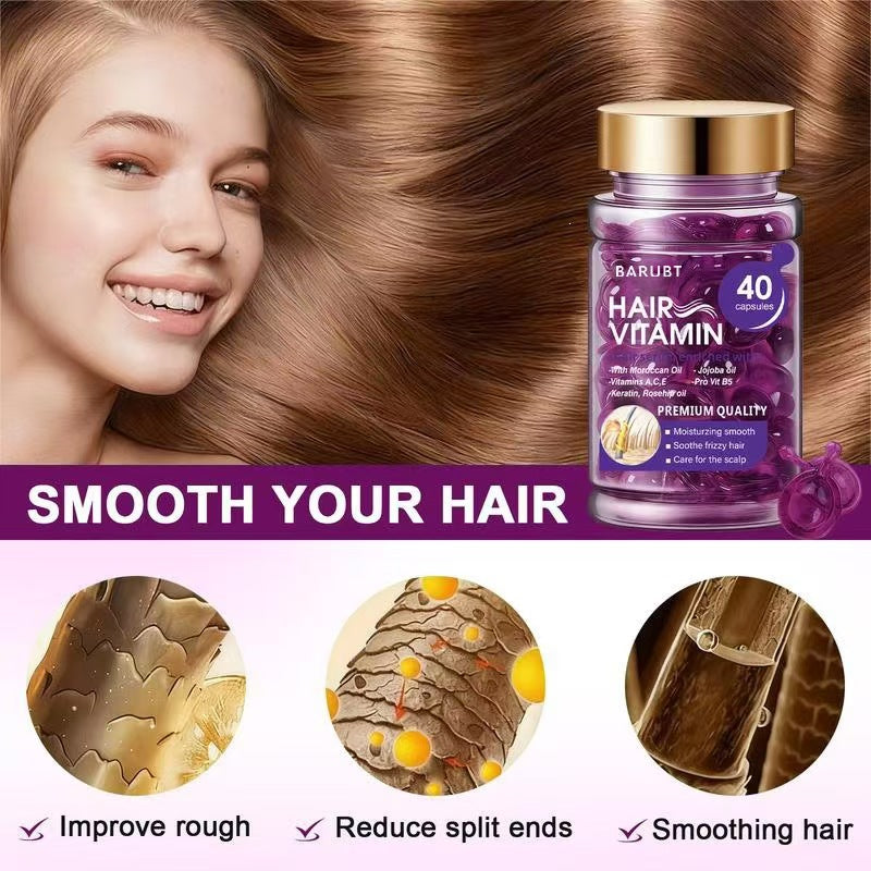 BARUBT Hair Vitamin Oil Capsules – Moroccan & Jojoba Oil, 40 Capsules