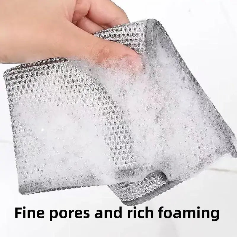 10 Counts Dishwashing Rags — Double Side Multipurpose Non-Scratch Wire Dishcloths, Reusable Cleaning Cloths for Kitchen, Sinks & Pans