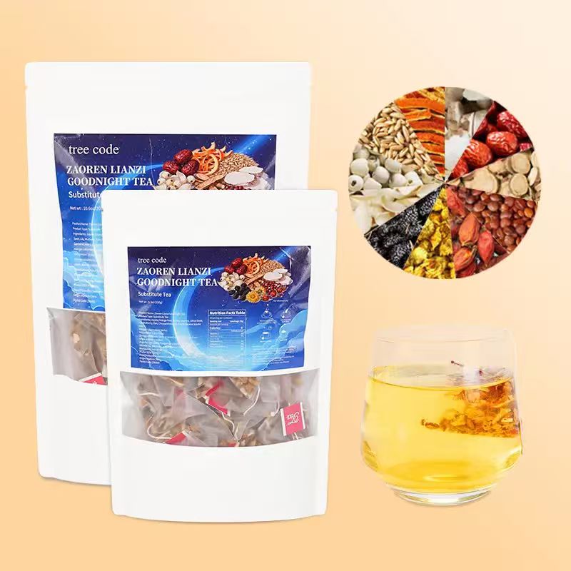 Treecode Zaoren Lianzi Goodnight Tea – Melatonin-Free Deep Sleep Herbal Tea | Cortisol Relief, Stress & Calm | 30/60/120 Bags