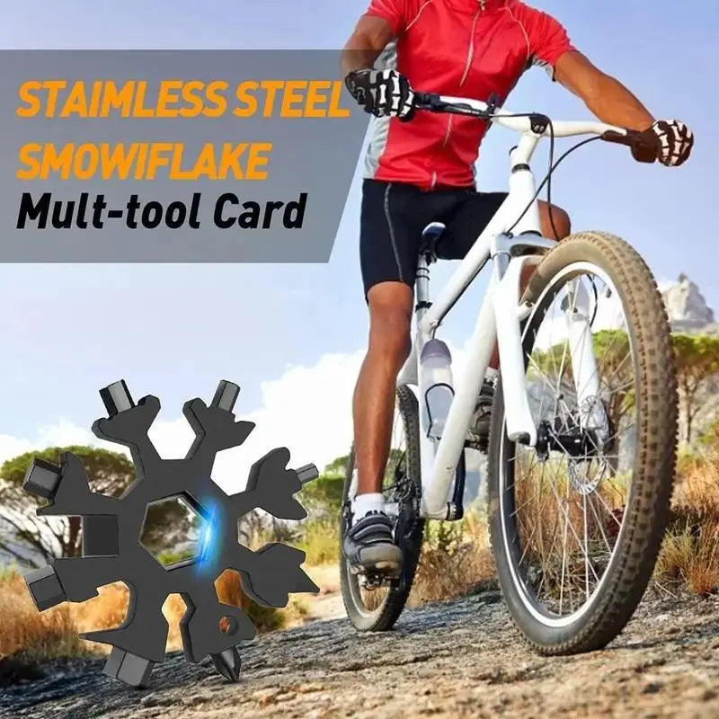 18-in-1 Snowflake Multi-Tool – Stainless Steel Portable Wrench, Screwdriver & Bottle Opener | Survival Gadget for Outdoor Adventures