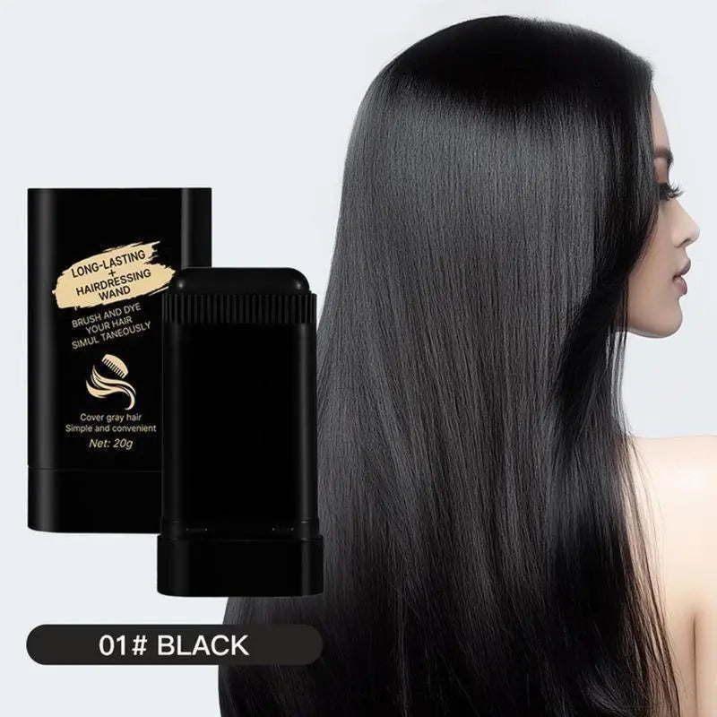 2-Pack Long-Lasting Hair Dye Wand Stick – Instant Gray Coverage, Waterproof & Sweatproof Hairdressing Comb (20g, Black)
