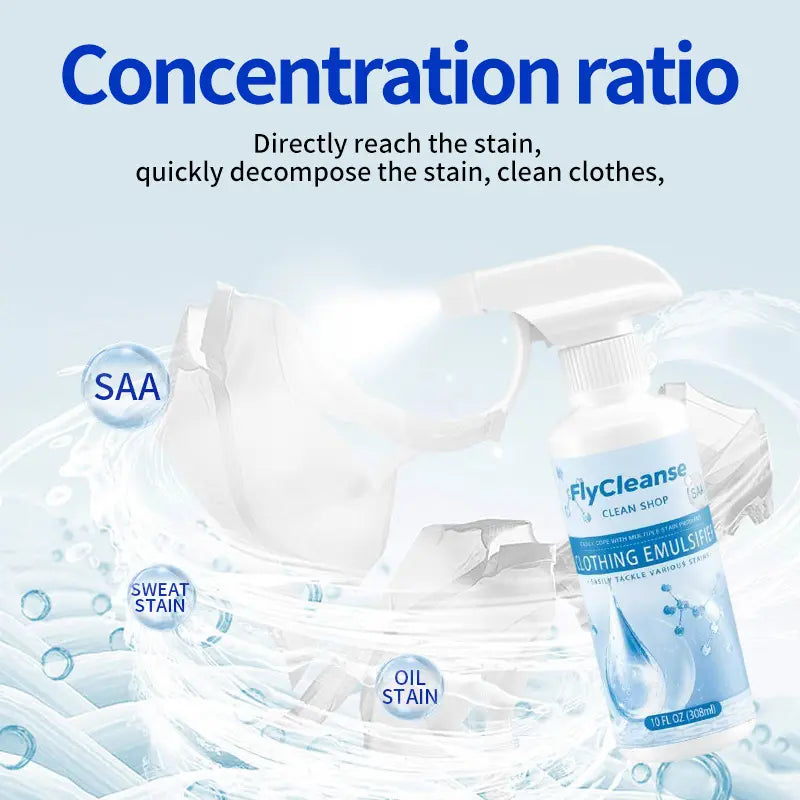 FlyCleanse Clothing Emulsifier – Non-Ionic Laundry Pre-Treatment Stain Remover Spray (10 fl oz)