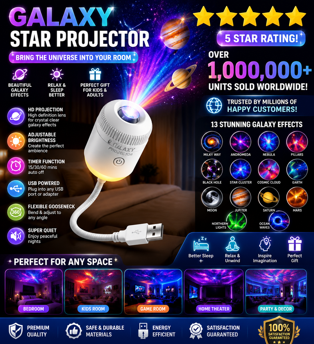 USB Galaxy Projector Night Light – Starry Sky LED Lamp