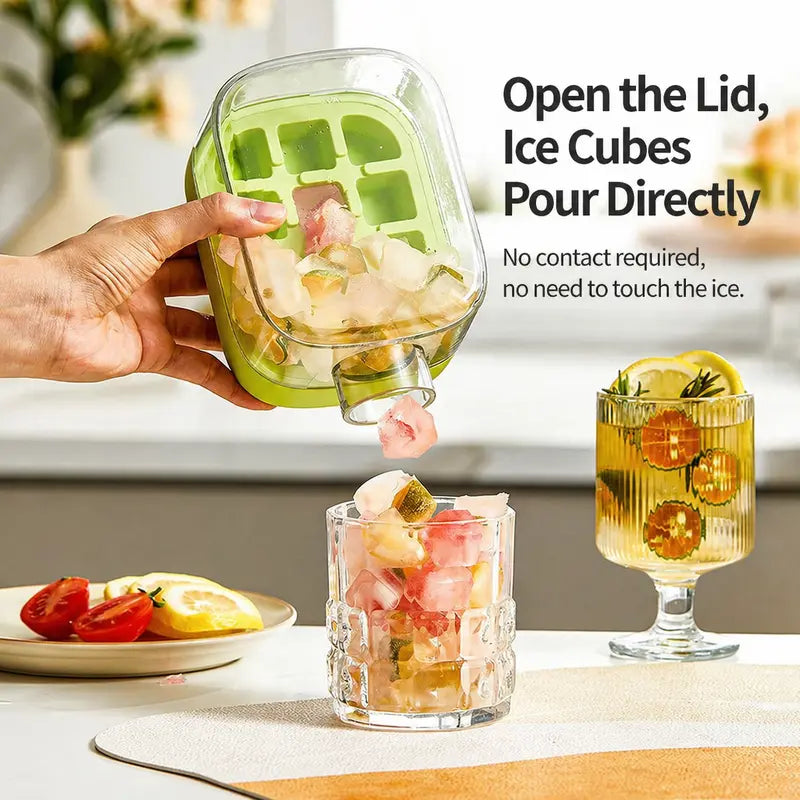 3-in-1 Ice Maker Bottle – Silicone Ice Cube Mold with Storage Container & Leak-Proof Drink Cup | Easy One-Press Release | 500ml