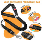 2-Pack Pet Car Seat Belt Dog Leash – Adjustable Safety Tether with Bungee Buffer