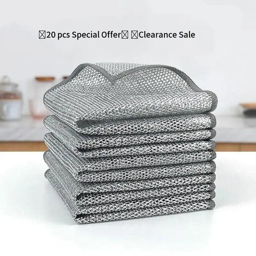 10 Counts Dishwashing Rags — Double Side Multipurpose Non-Scratch Wire Dishcloths, Reusable Cleaning Cloths for Kitchen, Sinks & Pans